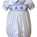 Smocked Sailboat Romper White